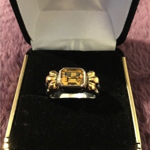 Authentic LAGOS Caviar 925 & 18K Gold (750) Natural Citrine Ring, Size 7